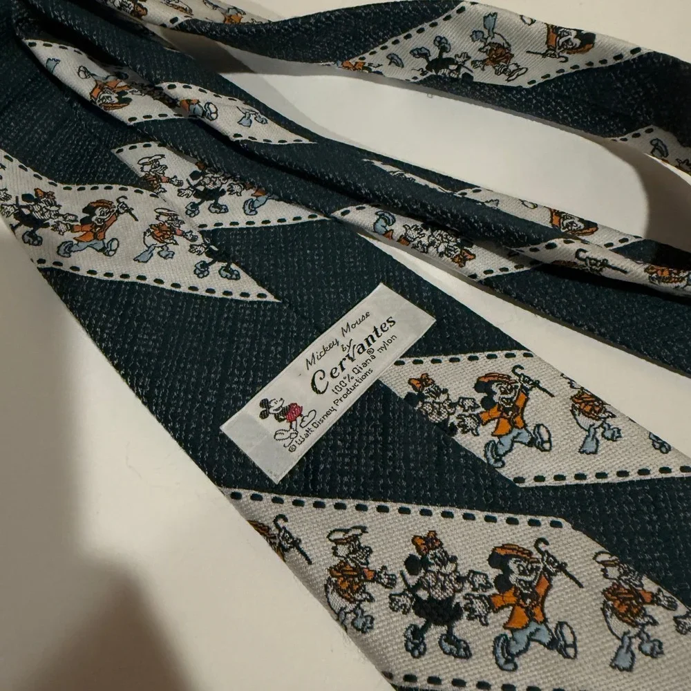Vintage Mickey Mouse Cervantes Striped Tie Mens Blue‎ Disney Novelty Necktie